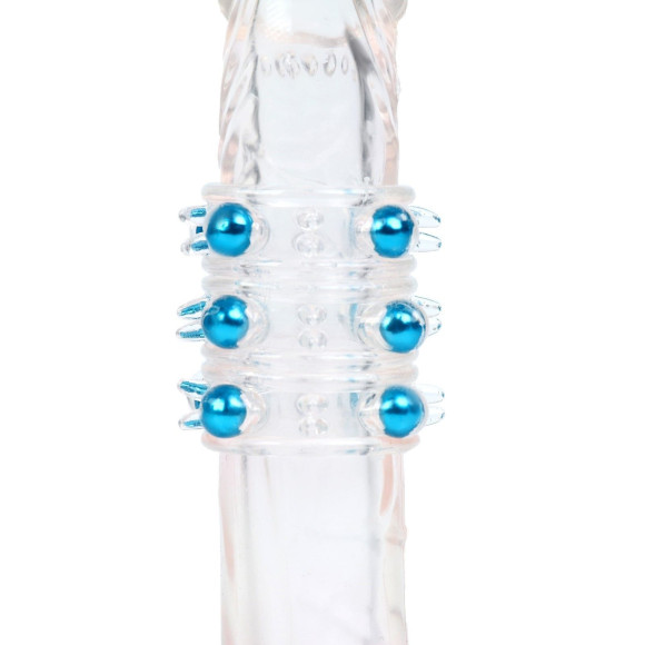 Прозрачная силиконовая насадка на член с цветными бусинами Прозрачная силиконовая насадка на член с цветными бусинами