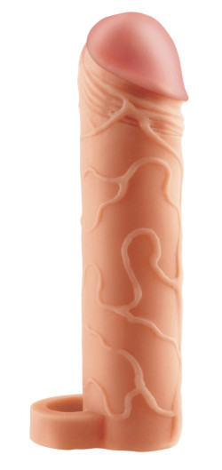 Телесная насадка с кольцом Perfect 1 Extension with Ball Strap - 17 см. Телесная насадка с кольцом Perfect 1 Extension with Ball Strap - 17 см.