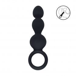 Черная анальная елочка Beaded Silicone Anal Probe with Loop
