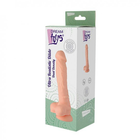 Телесный реалистичный фаллоимитатор DUAL DENSITY SILICONE DILDO - 18,5 см.