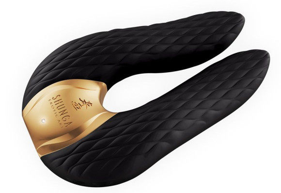 Черный двойной вибростимулятор AIKO с двумя моторами Черный двойной вибростимулятор AIKO с двумя моторами