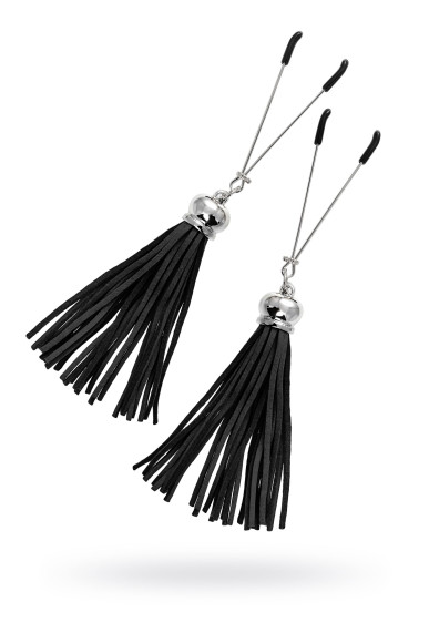 Зажимы на соски «Вилки» с черными кисточками из замши Зажимы на соски «Вилки» с черными кисточками из замши