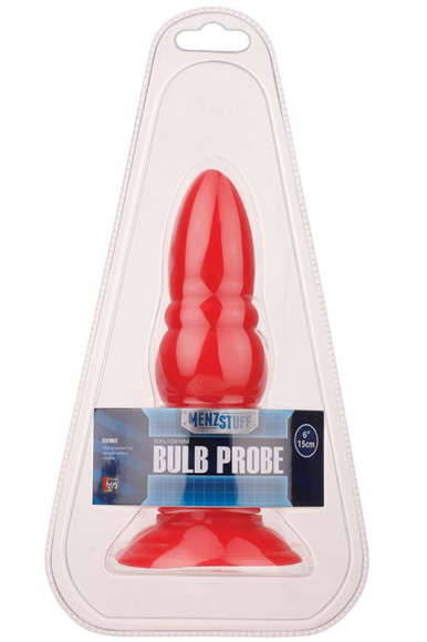 Красная анальная пробка MENZSTUFF BULB PROBE - 15 см.