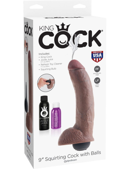 Коричневый фаллоимитатор с эффектом семяизвержения Squirting Cock with Balls - 22,9 см. Коричневый фаллоимитатор с эффектом семяизвержения Squirting Cock with Balls - 22,9 см.