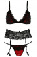 Изысканный комплект 3 PC STRAPPY LACE GARTER SET WITH CROTCH