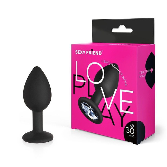 Черная силиконовая анальная втулка с прозрачным кристаллом - 7,3 см. Черная силиконовая анальная втулка с прозрачным кристаллом - 7,3 см.