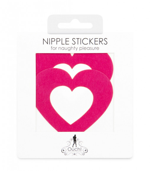 Розовые пестисы на грудь в форме сердечек