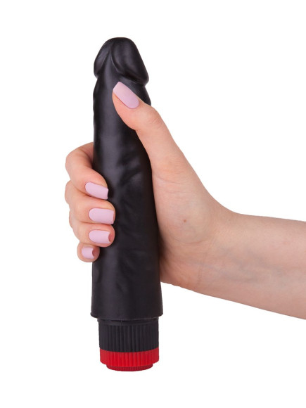 Реалистичный чёрный дилдо с вибрацией - 16,5 см. Реалистичный чёрный дилдо с вибрацией - 16,5 см.