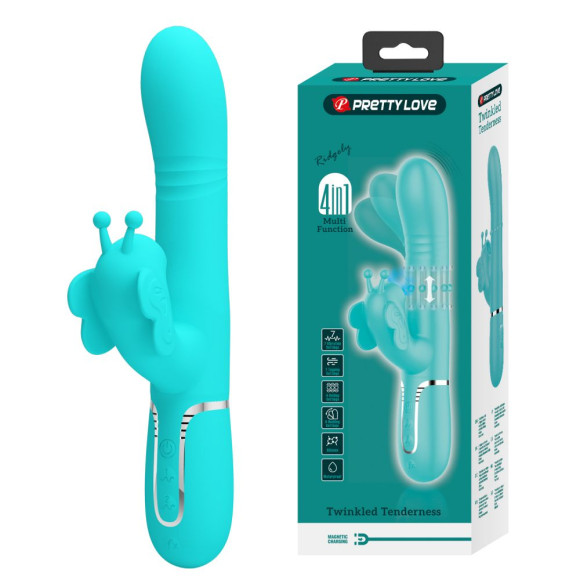 Аквамариновый вибратор-кролик Ridgely - 22,6 см. Аквамариновый вибратор-кролик Ridgely - 22,6 см.