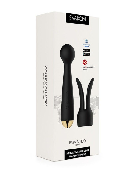 Черный интерактивный нагревающийся вибромассажер Emma Neo Черный интерактивный нагревающийся вибромассажер Emma Neo