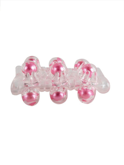 Прозрачная сквозная насадка на пенис с цветными шариками Прозрачная сквозная насадка на пенис с цветными шариками