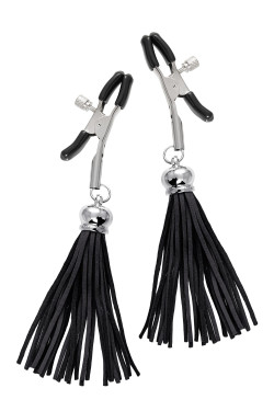 Зажимы на соски «Прищепки» с черными кисточками из замши Зажимы на соски «Прищепки» с черными кисточками из замши