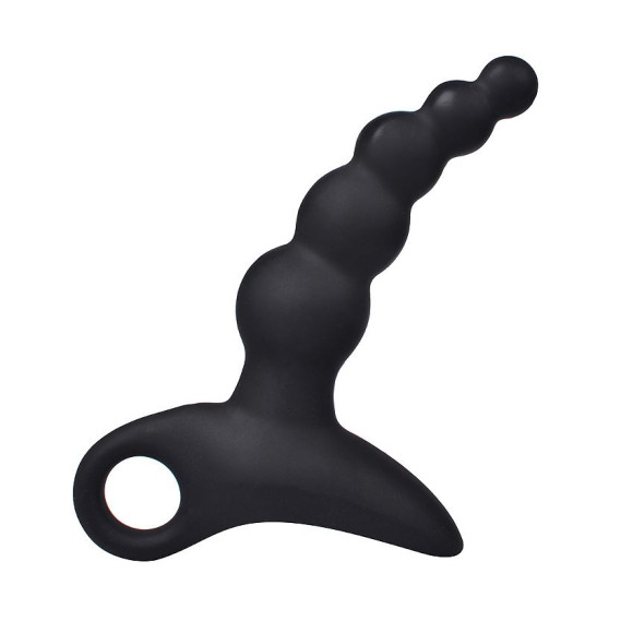 Черный силиконовый анальный вибромассажер-ёлочка с колечком-ограничителем Черный силиконовый анальный вибромассажер-ёлочка с колечком-ограничителем