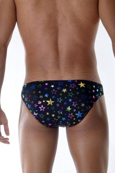 Сексуальные мужские трусы-слипы с разноцветными звездами Сексуальные мужские трусы-слипы с разноцветными звездами