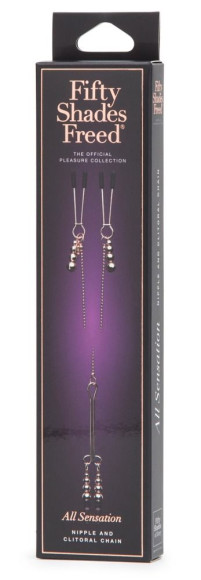Золотистые зажимы для сосков и клитора All Sensation Nipple and Clitoral Chain Золотистые зажимы для сосков и клитора All Sensation Nipple and Clitoral Chain