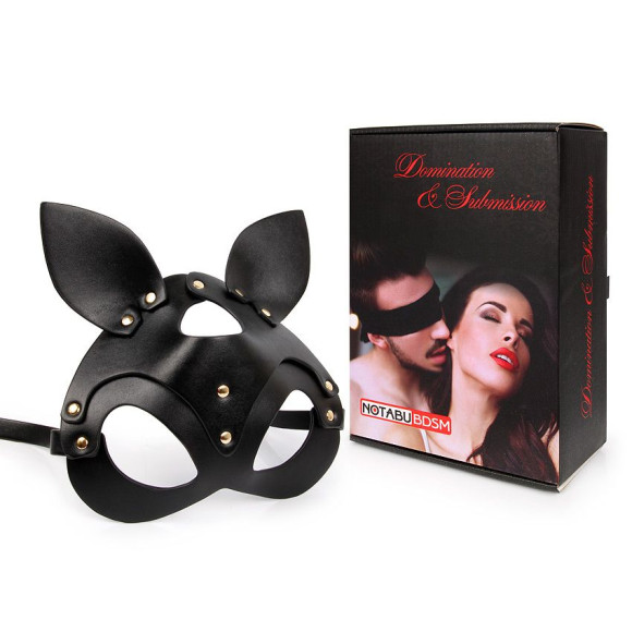 Черная маска с ушками и заклепками Черная маска с ушками и заклепками