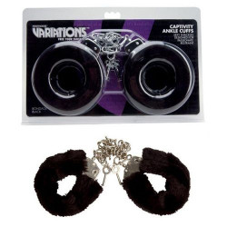 Меховые черные наручники VARIATIONS