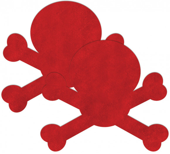 Красные пестис на грудь в форме черепов