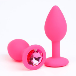 Розовая анальная пробка с кристаллом - 7,2 см. Розовая анальная пробка с кристаллом - 7,2 см.