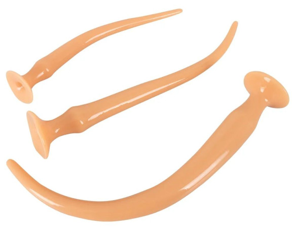 Набор из 3 телесных удлиненных анальных пробок Super Long Flexible Butt Plug Set Набор из 3 телесных удлиненных анальных пробок Super Long Flexible Butt Plug Set
