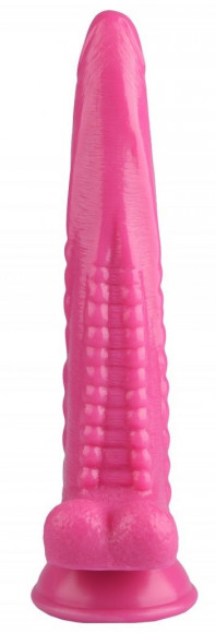 Розовый анальный реалистичный стимулятор на присоске - 25,5 см.