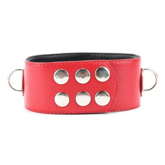 Красный кожаный ошейник с короткими шипами Красный кожаный ошейник с короткими шипами