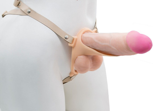 Телесный эректор-ложечка с фиксацией на ремешках MEN STYLE Телесный эректор-ложечка с фиксацией на ремешках MEN STYLE