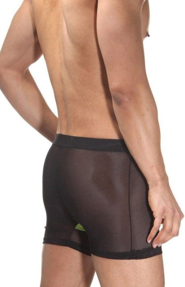 Мужские полупрозрачные трусы-боксеры с неоновой вставкой Мужские полупрозрачные трусы-боксеры с неоновой вставкой