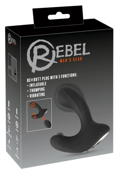 Черная анальная вибропробка с функцией расширения RC Butt Plug with 3 functions