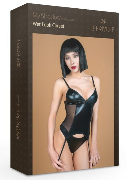 Эффектный корсаж с трусиками из материала wet look Эффектный корсаж с трусиками из материала wet look