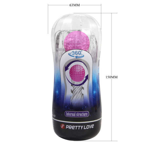Прозрачный мастурбатор с подвижным шариком Прозрачный мастурбатор с подвижным шариком