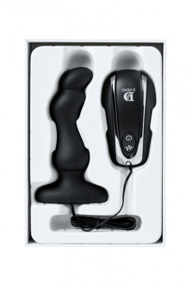 Чёрная анальная втулка G Point D-PENG с пультом - 12,3 см.