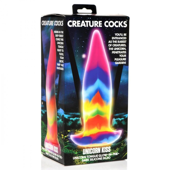 Фантазийный люминесцентный стимулятор-язык Unicorn Kiss Unicorn Tongue Glow-in-the-Dark Silicone Dildo - 21,3 см. Фантазийный люминесцентный стимулятор-язык Unicorn Kiss Unicorn Tongue Glow-in-the-Dark Silicone Dildo - 21,3 см.