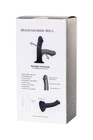 Черный фаллос на присоске Silicone Bendable Dildo L - 19 см. Черный фаллос на присоске Silicone Bendable Dildo L - 19 см.