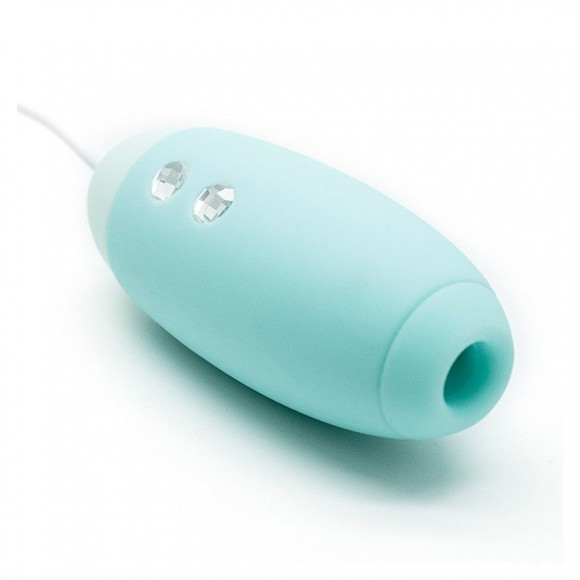 Аквамариновое виброяйцо с вакуум-волновым действием Kiss Toy Miss VV