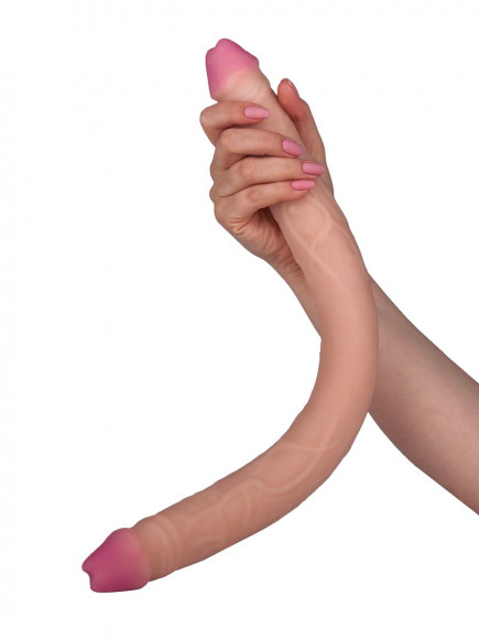 Двусторонний фаллоимитатор из неоскин - 49,5 см. Двусторонний фаллоимитатор из неоскин - 49,5 см.