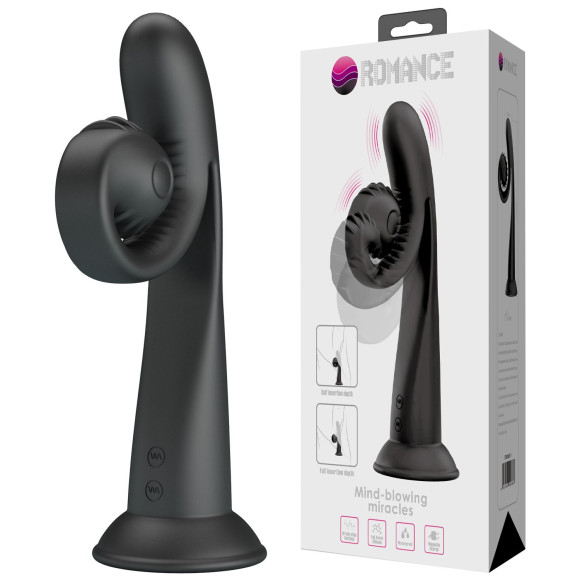 Черный вибратор на присоске с закрученным клиторальным отростком - 20 см. Черный вибратор на присоске с закрученным клиторальным отростком - 20 см.