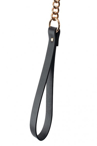 Черный ошейник PREMIUM COLLAR LEASH SET с золотистым поводком