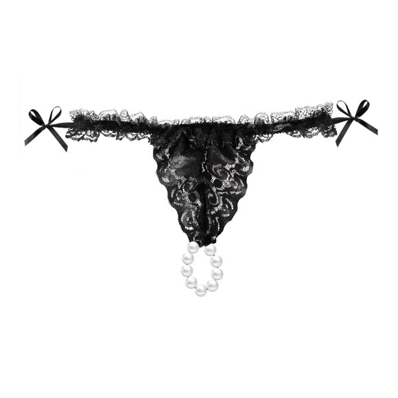 Набор Brazilian Panty: черные трусики со стимулирующими бусинами и массажный гель Sliding Gel Strawberry Набор Brazilian Panty: черные трусики со стимулирующими бусинами и массажный гель Sliding Gel Strawberry