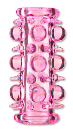 Розовая насадка на пенис с шипами и шишечками