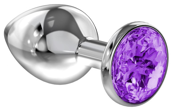 Малая серебристая анальная пробка Diamond Purple Sparkle Small с фиолетовым кристаллом - 7 см. Малая серебристая анальная пробка Diamond Purple Sparkle Small с фиолетовым кристаллом - 7 см.