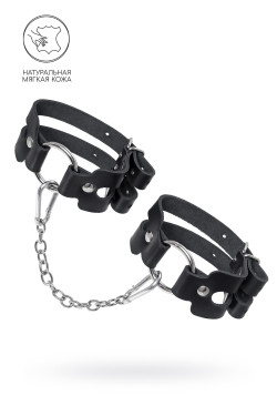 Черные кожаные оковы из двух ремешков