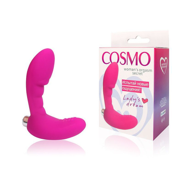 Розовый вибромассажер Сosmo с отростком - 9 см. Розовый вибромассажер Сosmo с отростком - 9 см.