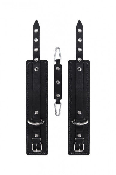 Черные двухслойные оковы с белой строчкой