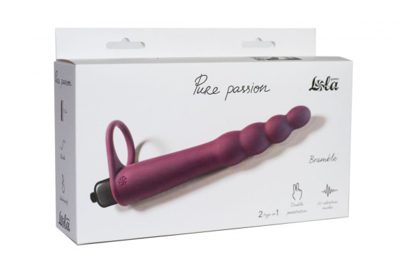 Бордовая вибронасадка для двойного проникновения Bramble - 16,5 см. Бордовая вибронасадка для двойного проникновения Bramble - 16,5 см.