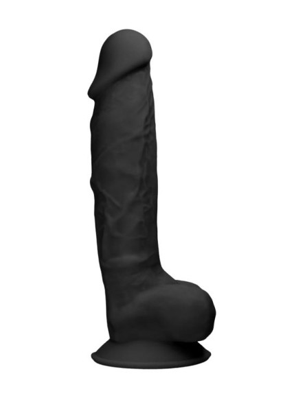 Черный фаллоимитатор Realistic Cock With Scrotum - 22,8 см. Черный фаллоимитатор Realistic Cock With Scrotum - 22,8 см.