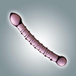 Розовый двусторонний фаллоимитатор из стекла - 18,5 см. Розовый двусторонний фаллоимитатор из стекла - 18,5 см.