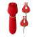 Красный вибромассажёр с зажимами для сосков - 16 см. Красный вибромассажёр с зажимами для сосков - 16 см.