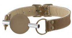 Коричневый силиконовый кляп-шар на кожаных ремешках