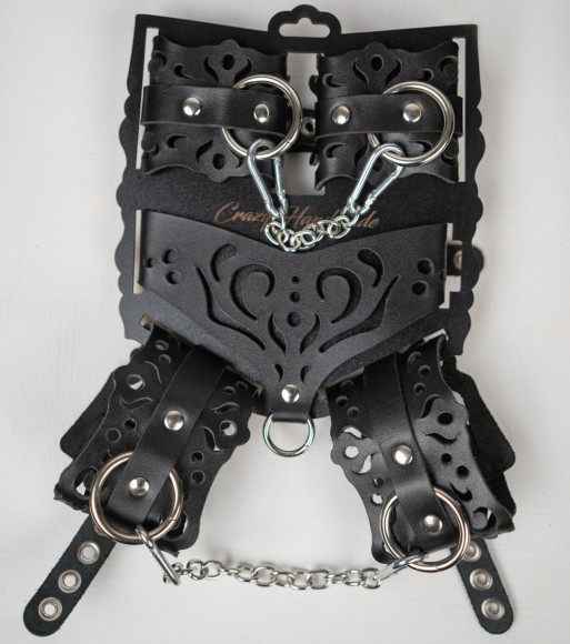 Черный ажурный кожаный набор фиксаций